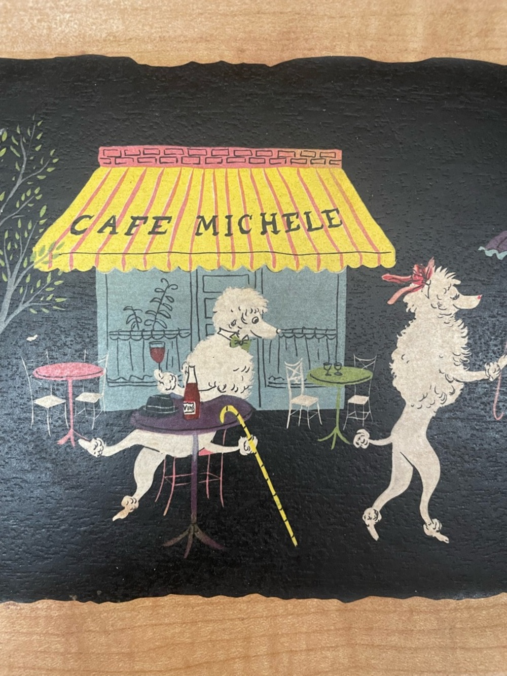 Vintage 1952 Cafe Michele Vintage Poodle Illustration Wood serving tray’s #1#4